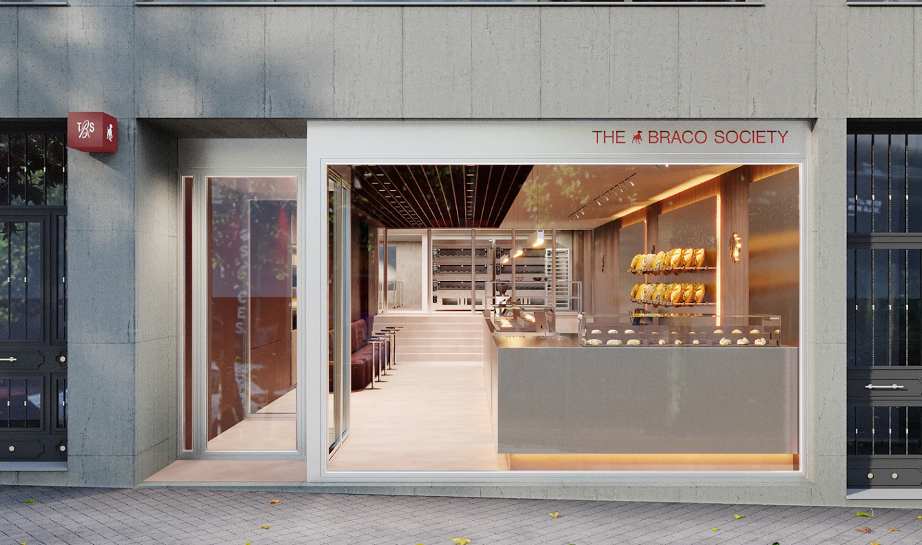 Render de la fachada de The Braco Society en María de Molina 64, Madrid